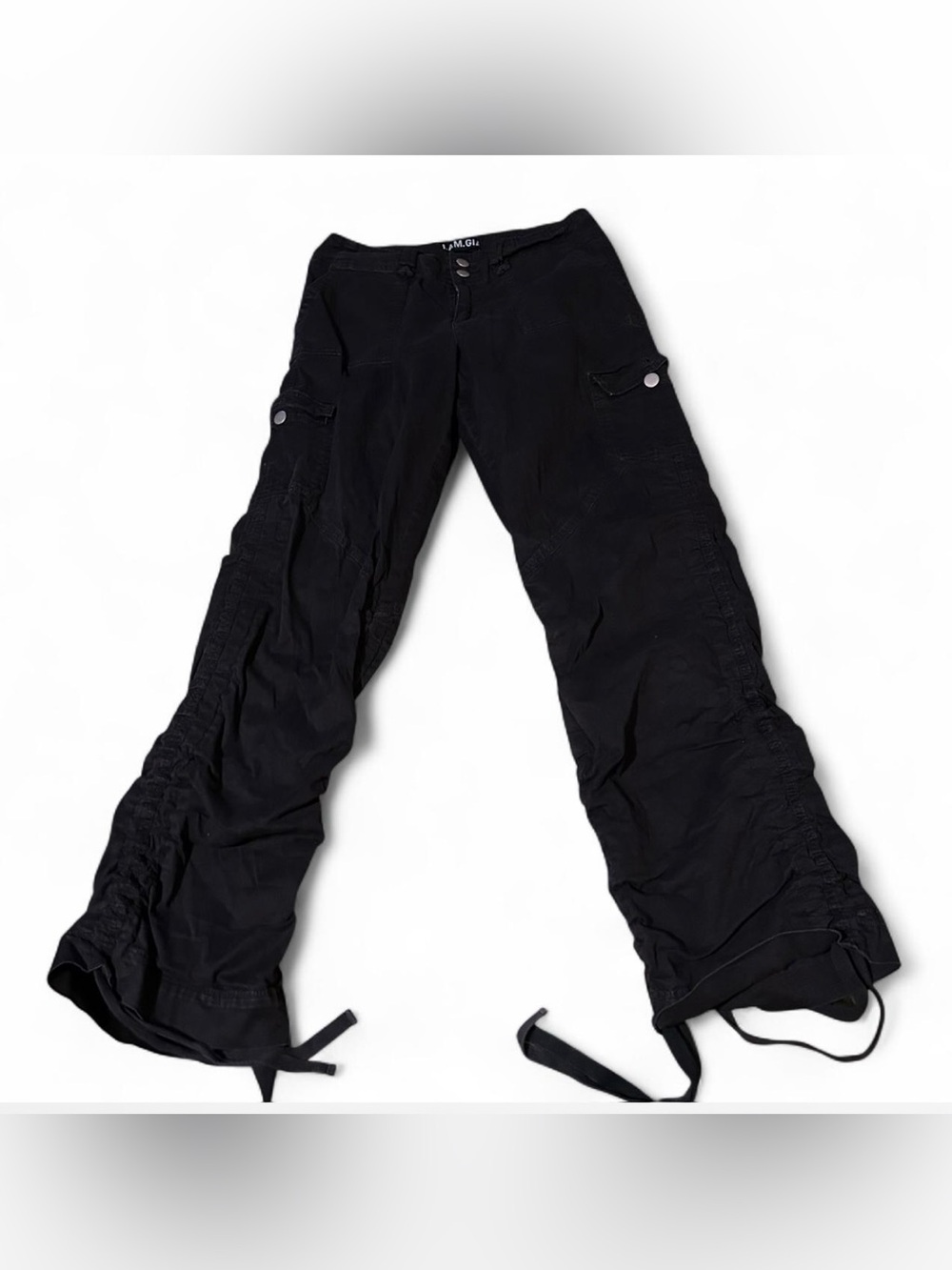 I.AM.GIA ryder black cargo pants with pockets and adjustable waist & ankle ties